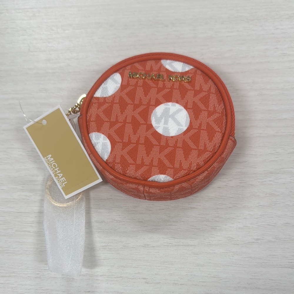 Michael Kors Orange Polka Dot Coin Purse